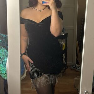 Elegant Windsor Black Off-Shoulder Dress